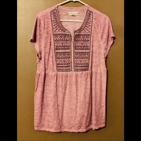 Knox Rose Tops - Knox Rose babydoll top embroidered beaded lilac XL